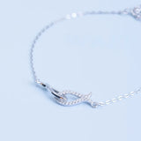 925 Sterling Silver Zircon Fish Bracelet Set