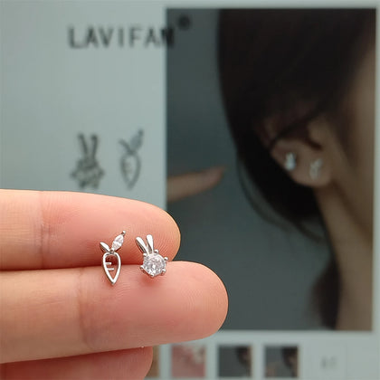 925 Sterling Silver Rabbit Carrot Earrings Stud for Girls Kids