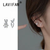 925 Sterling Silver Rabbit Carrot Earrings Stud for Girls Kids