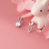 925 Sterling Silver Rabbit Carrot Earrings Stud for Girls Kids
