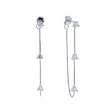925 Silver CZ Tassel Dangle Drop Earrings Geometric Women Jewelry