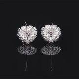 925 Silver Heart Pink Diamond Stud Earrings Sparkling Jewelry