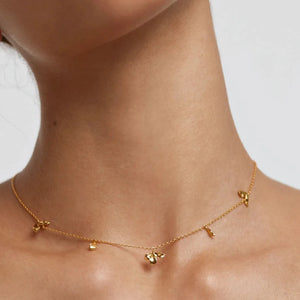 925 Silver 18k Plated Spring Charm Choker Necklace
