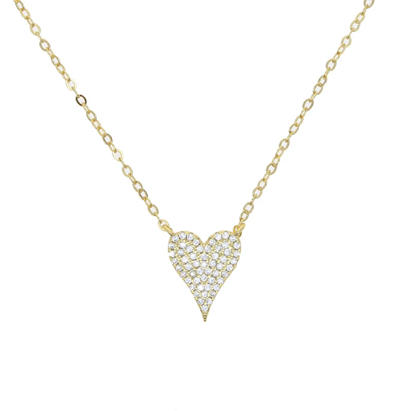 925 Silver CZ Heart Necklace Girlfriend Fine Jewelry