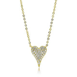925 Silver CZ Heart Necklace Girlfriend Fine Jewelry