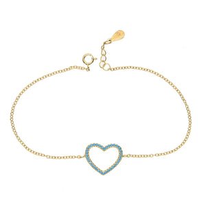 925 Silver Turquoise Heart Bracelet Gift for Women