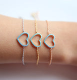 925 Silver Turquoise Heart Bracelet Gift for Women