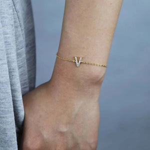 Personalized 925 Silver Alphabet Letter Bracelet for Ladies