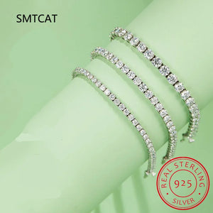 925 Sterling Silver Moissanite Gemstone Tennis Chain Bracelet