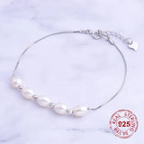 925 Silver Bracelet w/ 4 Beads & 7mm Pearl Fine Jewelry
