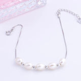 925 Silver Bracelet w/ 4 Beads & 7mm Pearl Fine Jewelry