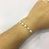 925 Silver Bracelet w/ 4 Beads & 7mm Pearl Fine Jewelry