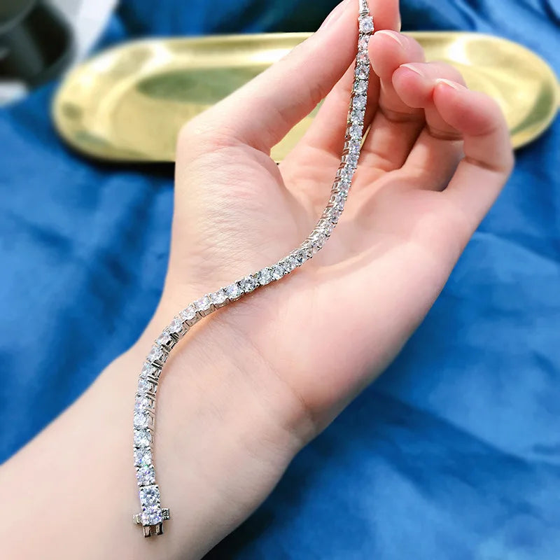 925 Silver Moissanite Tennis Bracelet 18k Fine Jewelry