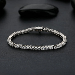 925 Silver 4MM Moissanite Charm Tennis Bracelet 18k Jewelry