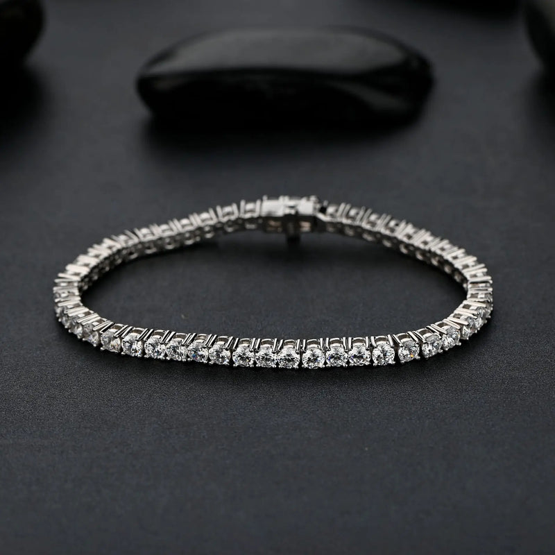 925 Silver 4MM Moissanite Charm Tennis Bracelet 18k Jewelry