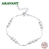 925 Sterling Silver 6MM Pearl Bracelet Chain Wedding Jewelry