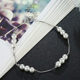 925 Sterling Silver 6MM Pearl Bracelet Chain Wedding Jewelry