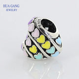 925 Silver 797019ENMX RAINBOW HEARTS CHARM Bracelet Women Jewelry