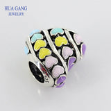 925 Silver 797019ENMX RAINBOW HEARTS CHARM Bracelet Women Jewelry