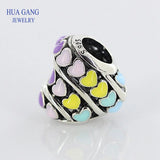 925 Silver 797019ENMX RAINBOW HEARTS CHARM Bracelet Women Jewelry