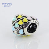 925 Silver 797019ENMX RAINBOW HEARTS CHARM Bracelet Women Jewelry