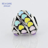 925 Silver 797019ENMX RAINBOW HEARTS CHARM Bracelet Women Jewelry