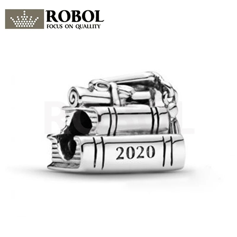 925 Sterling Silver Graduation Book Charm Bead