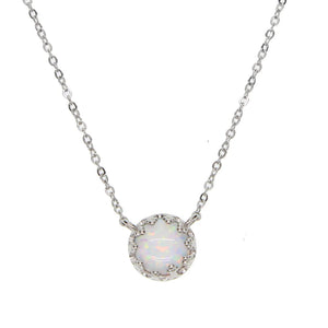 925 Silver Opal Stone Crown Necklace