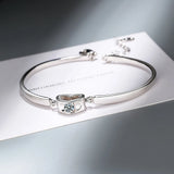 925 Silver Love Heart Bangle Bracelet with Crystal