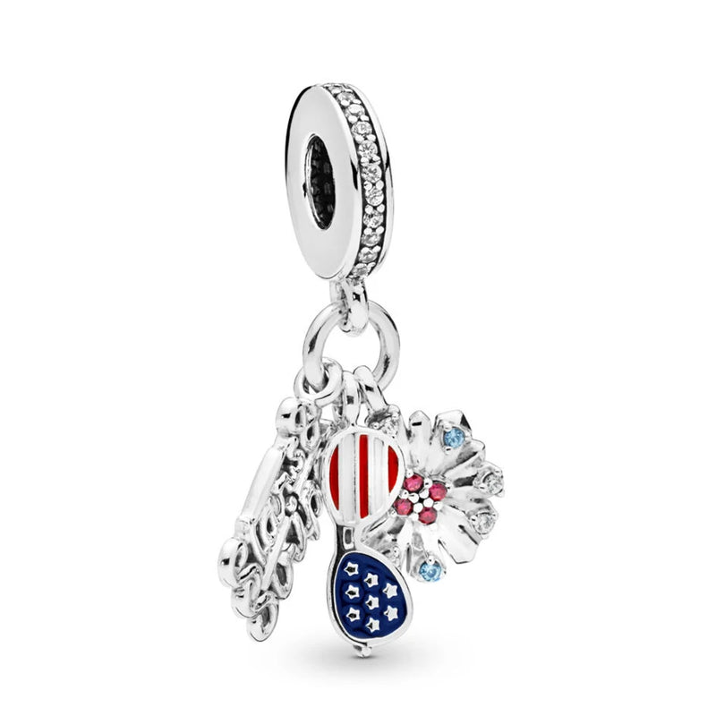 925 Sterling Silver American Icons Dangle Charm Beads