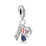925 Sterling Silver American Icons Dangle Charm Beads
