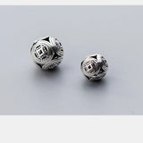 925 Silver Ancient Coins Charm Beads Hollow Out Spacer DIY Bracelets