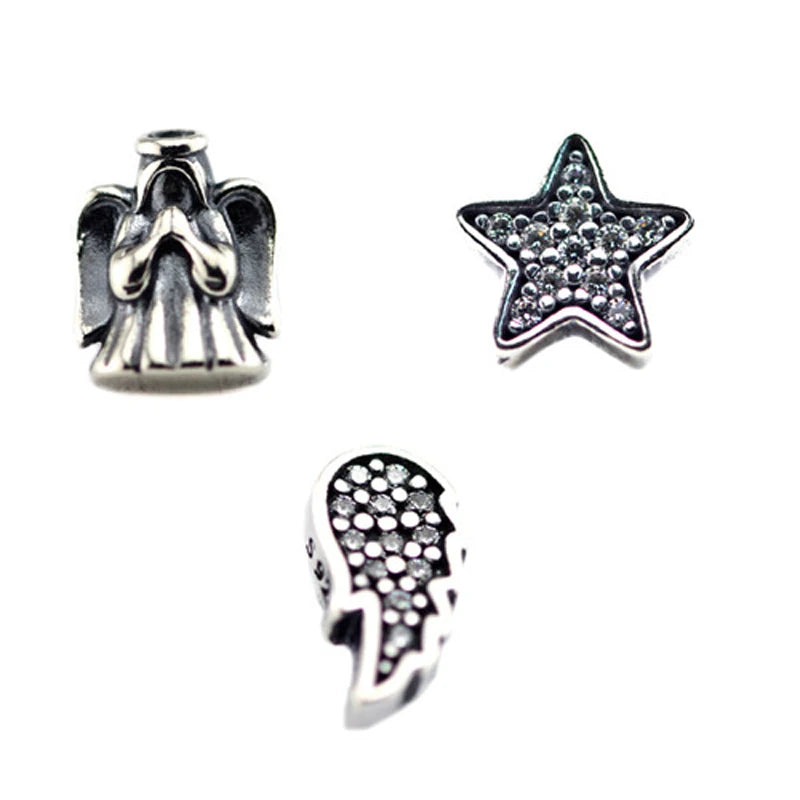 925 Silver Angel Star Wing Charms for Floating Locket Necklace
