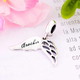 925 Silver Angel Wings Grandma Bead Pendant for Charm Bracelet