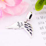 925 Silver Angel Wings Grandma Bead Pendant for Charm Bracelet