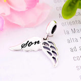925 Silver Angel Wings Grandma Bead Pendant for Charm Bracelet