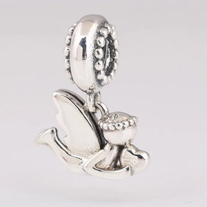 925 Silver Angel of Love Dangle Charm for Bracelets - Winter Charms