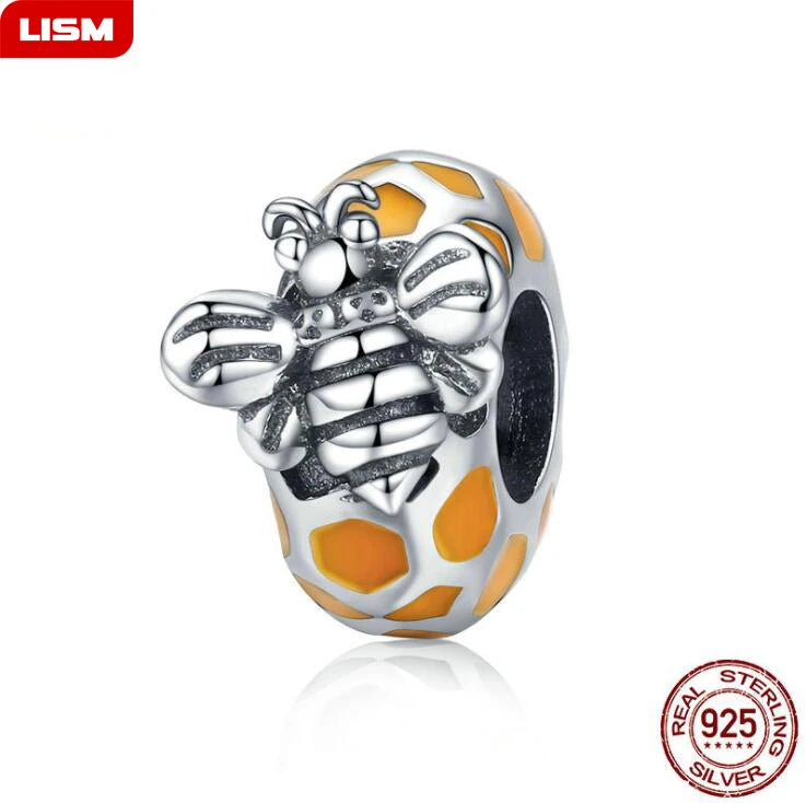 925 Silver Bee Honeybee Beads for Charm Bracelet Jewelry Making