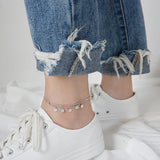 925 Silver Anklet Layer Circle Box Chain Ankelts For Women Girl