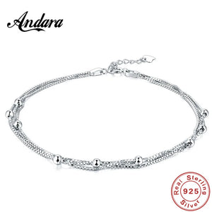 925 Sterling Silver Anklet Summer Style Woman Accessories Jewelry Gift