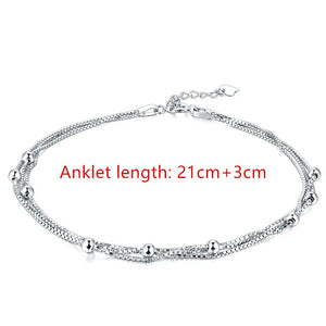 925 Sterling Silver Anklet Summer Style Woman Accessories Jewelry Gift