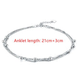 925 Sterling Silver Anklet Summer Style Woman Accessories Jewelry Gift