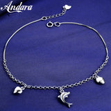 925 Sterling Silver Anklet Woman Dolphin Pendant Silver Chain