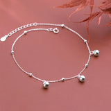 925 Sterling Silver Anklets Woman Bells Foot Bracelet Leg Chain Jewelry