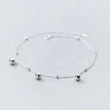 925 Sterling Silver Anklets Woman Bells Foot Bracelet Leg Chain Jewelry