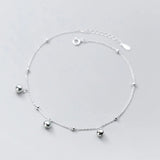 925 Sterling Silver Anklets Woman Bells Foot Bracelet Leg Chain Jewelry