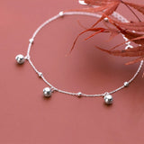 925 Sterling Silver Anklets Woman Bells Foot Bracelet Leg Chain Jewelry