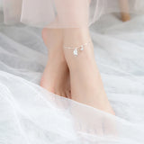 925 Silver Cat Foot Anklet Bell Chain Leg Jewelry