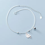 925 Silver Cat Foot Anklet Bell Chain Leg Jewelry