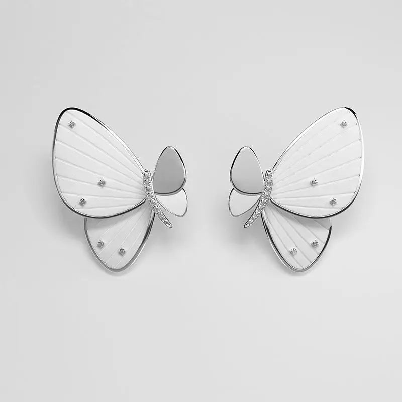 925 Silver Butterfly Stud Earrings Women Fine Jewelry Party Gift